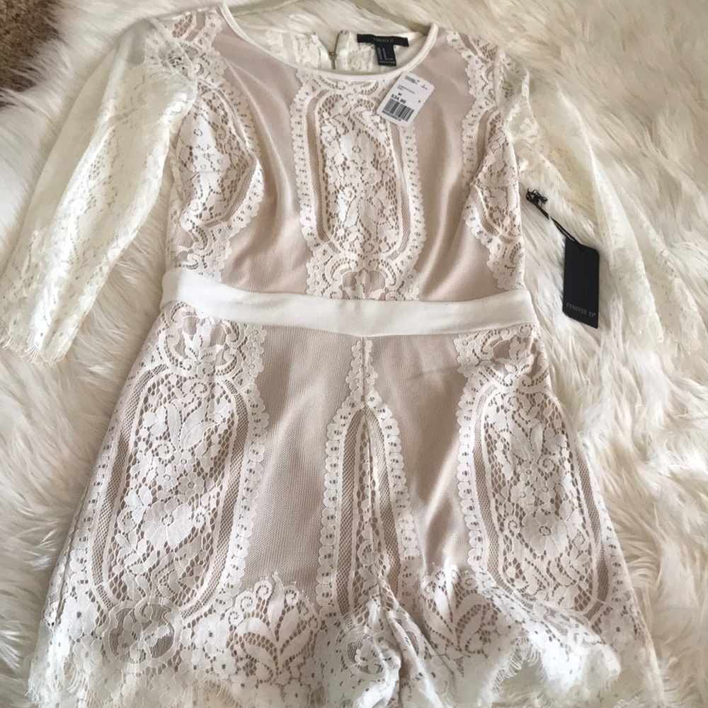 Brand New W/ tags white lace romper